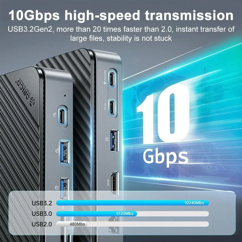 10 in 1 Docking Station with M.2 Ssd Enclosure