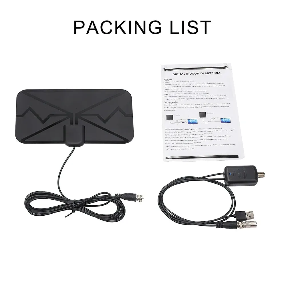 300 Mile Indoor Tv Antenna with Signal Booster for Hd Vhf Uhf Dvb T/t2