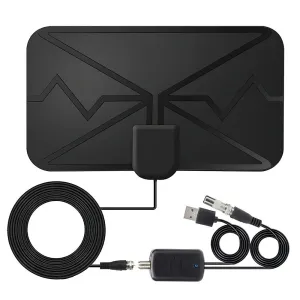 300 Mile Indoor Tv Antenna with Signal Booster for Hd Vhf Uhf Dvb T/t2