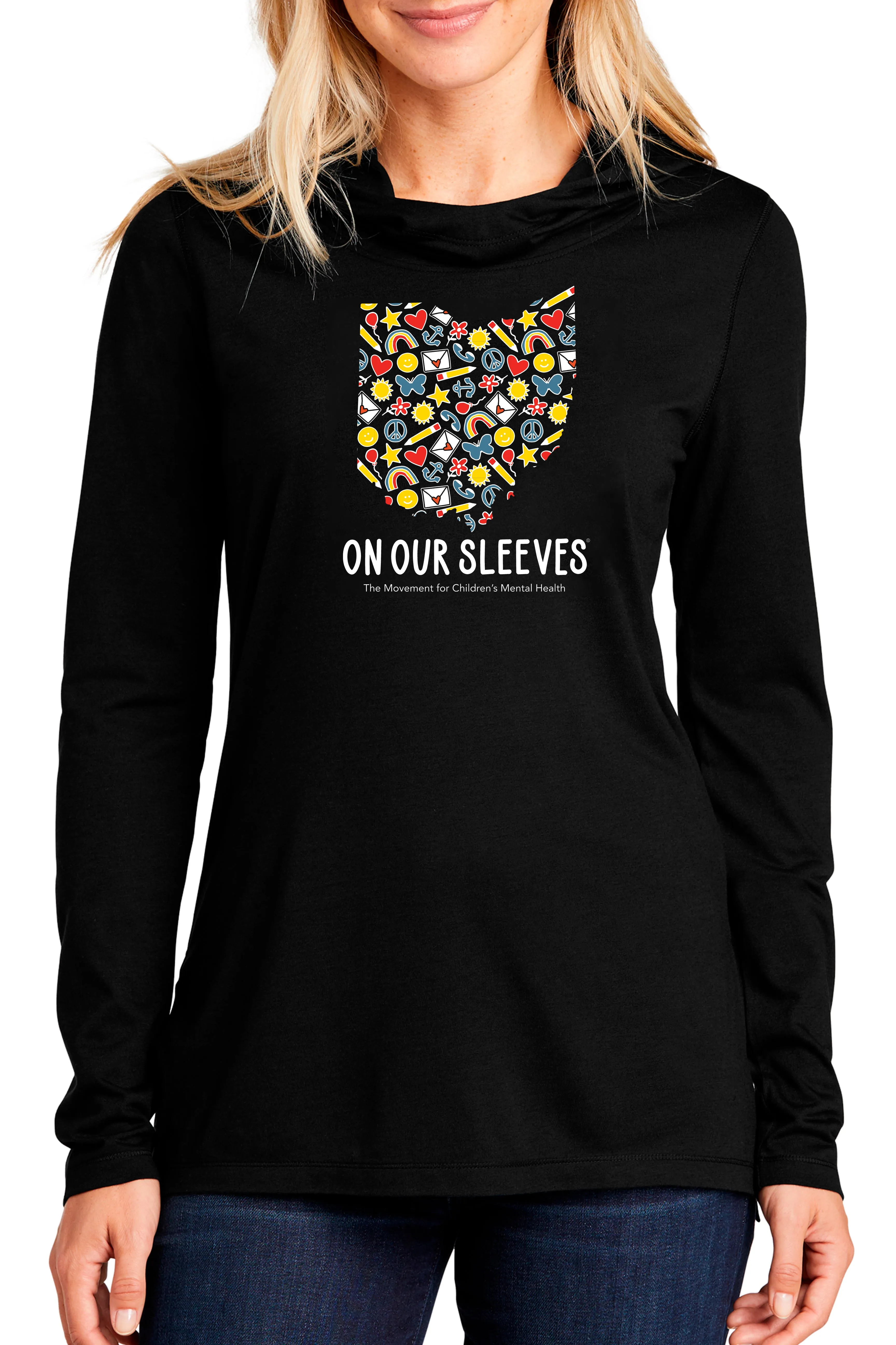3003 - The "On Our Sleeves OHIO" Unisex Triblend Hoodie/ Black - FINAL SALE