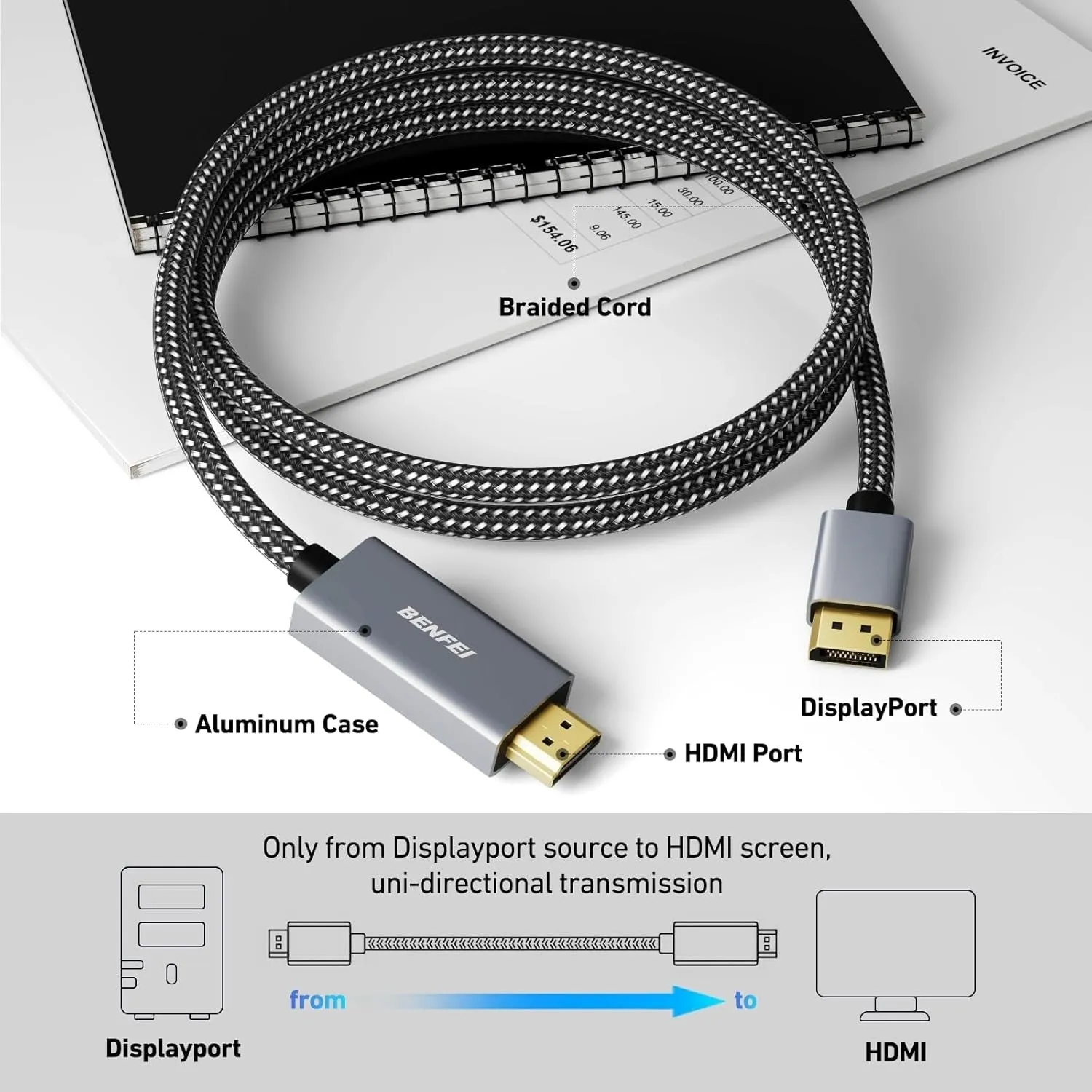 4K DisplayPort to HDMI Cable | 1.8m