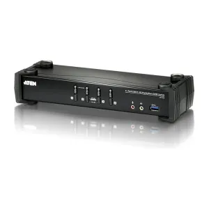 Aten Desktop KVMP Switch 4 Port Single Display 4k DisplayPort w/ audio, Cables Included, 2x USB Port, Selection Via Front Panel