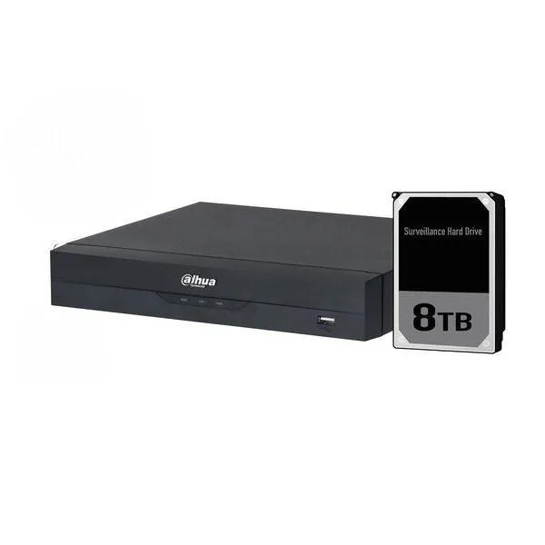 Dahua 4ch NVR with 8TB installed, DHI-NVR4104HS-P-4KS2/L-8TB