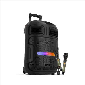 FINGERS RollingParties-51 Bluetooth Trolley Speaker with Powerful 50 W Deep Bass, RGB Lights, 15-Hour, Bundled 2 Wireless Mics & Additional 2 Mics (Rich Black)