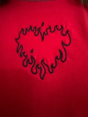 Flame Heart Red and Grey T-Shirt XS