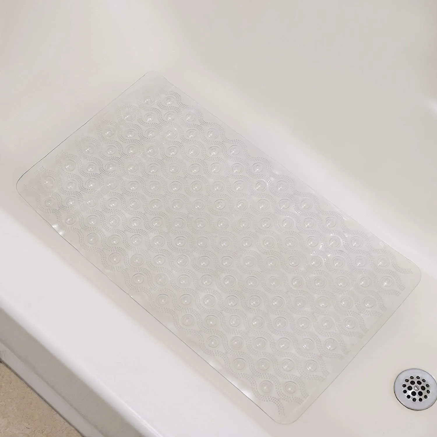 Home Basics Bubble Wave Bath Mat, Clear, 14x28 Inches