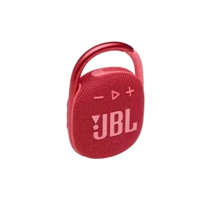 JBL Clip 4, Wireless Ultra Portable Bluetooth Speaker, JBL Pro Sound, Integrated Carabiner, Vibrant Colors with Rugged Fabric Design, Dust & Waterproof, Type C (Without Mic, Red)