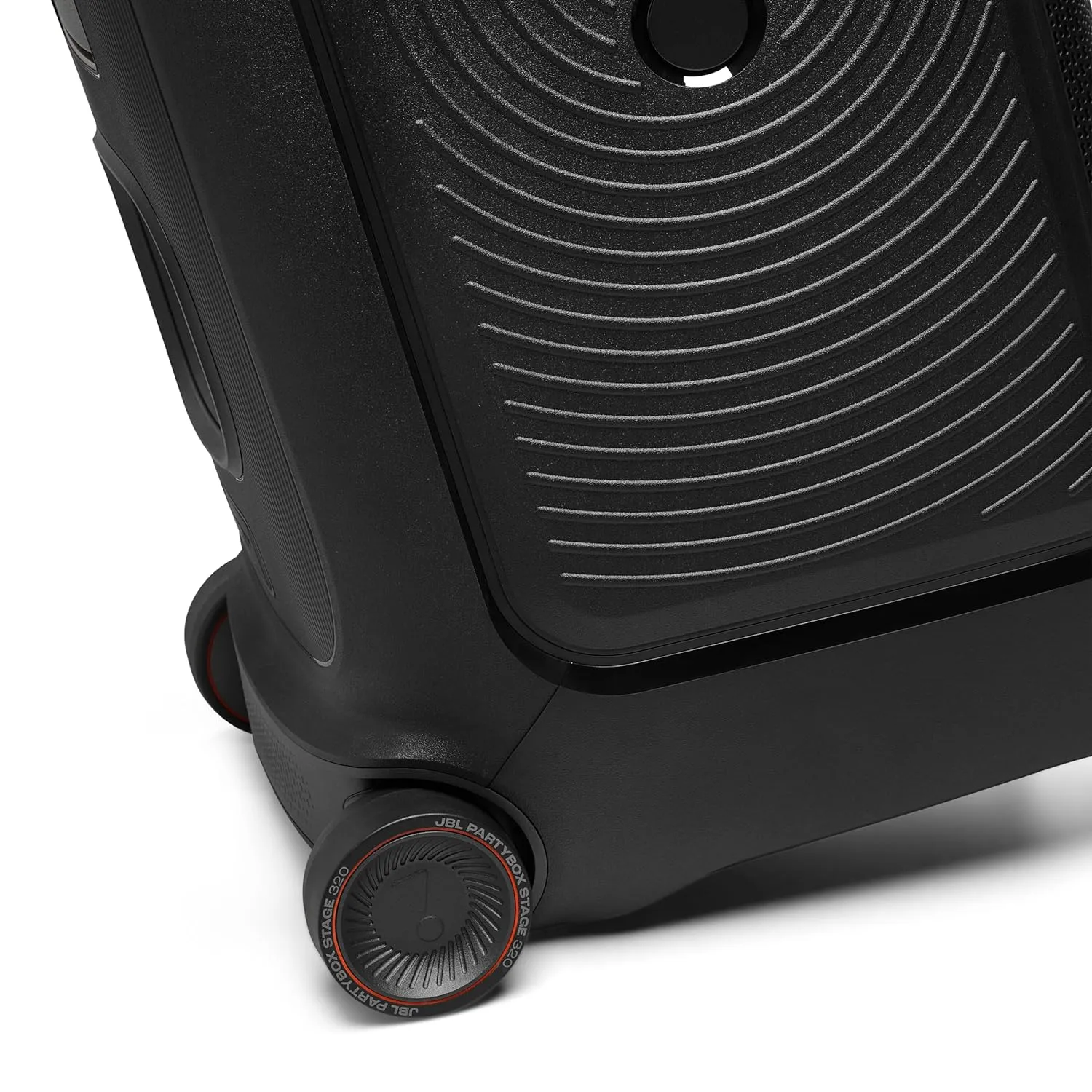 JBL PartyBox 320 240W Portable Bluetooth Speaker with AI Sound Boost, Light Show, Auracast, Dual Mic/Guitar Input, Telescopic Handle (Black)