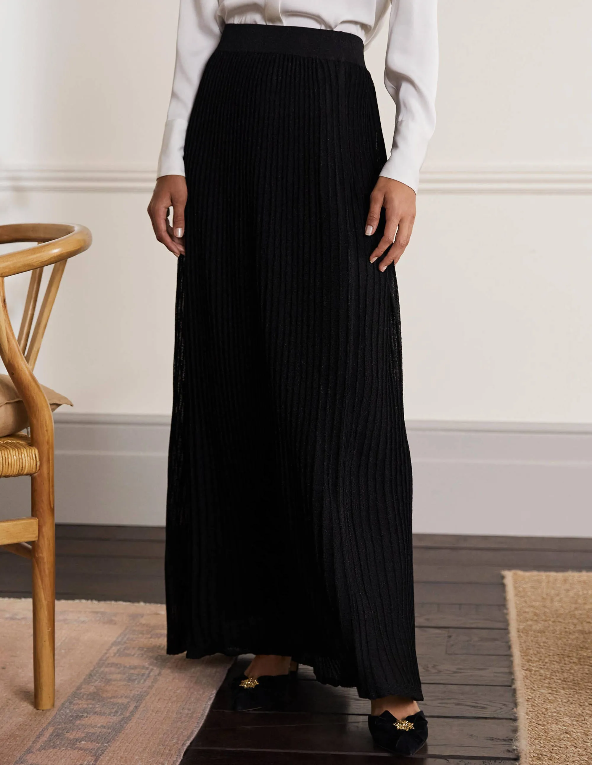 Knitted Party Skirt-Black Metallic