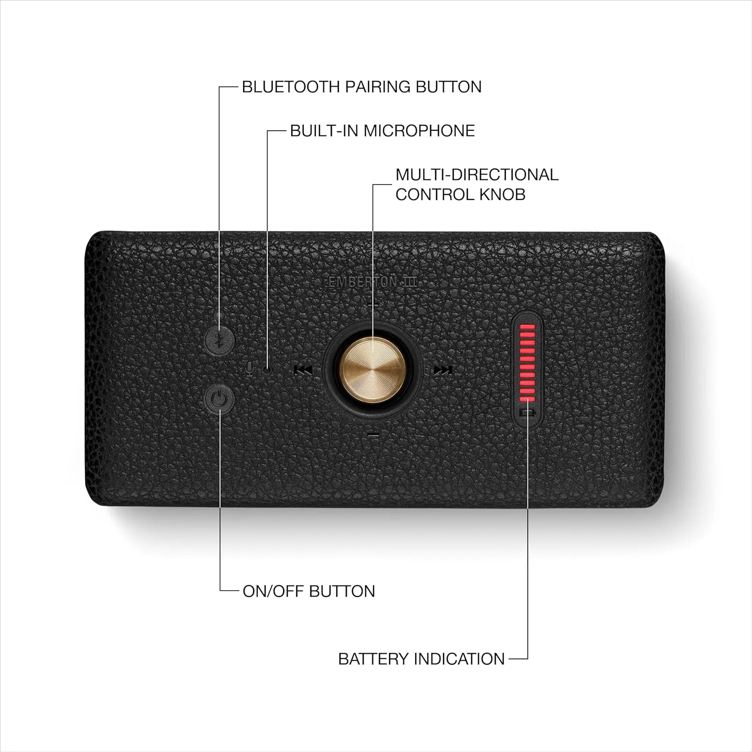 Marshall Emberton III Compact Portable Bluetooth Speaker with 32  Hours of Playtime, (360 Sound), Dust & Waterproof (IP67) Black & Brass.