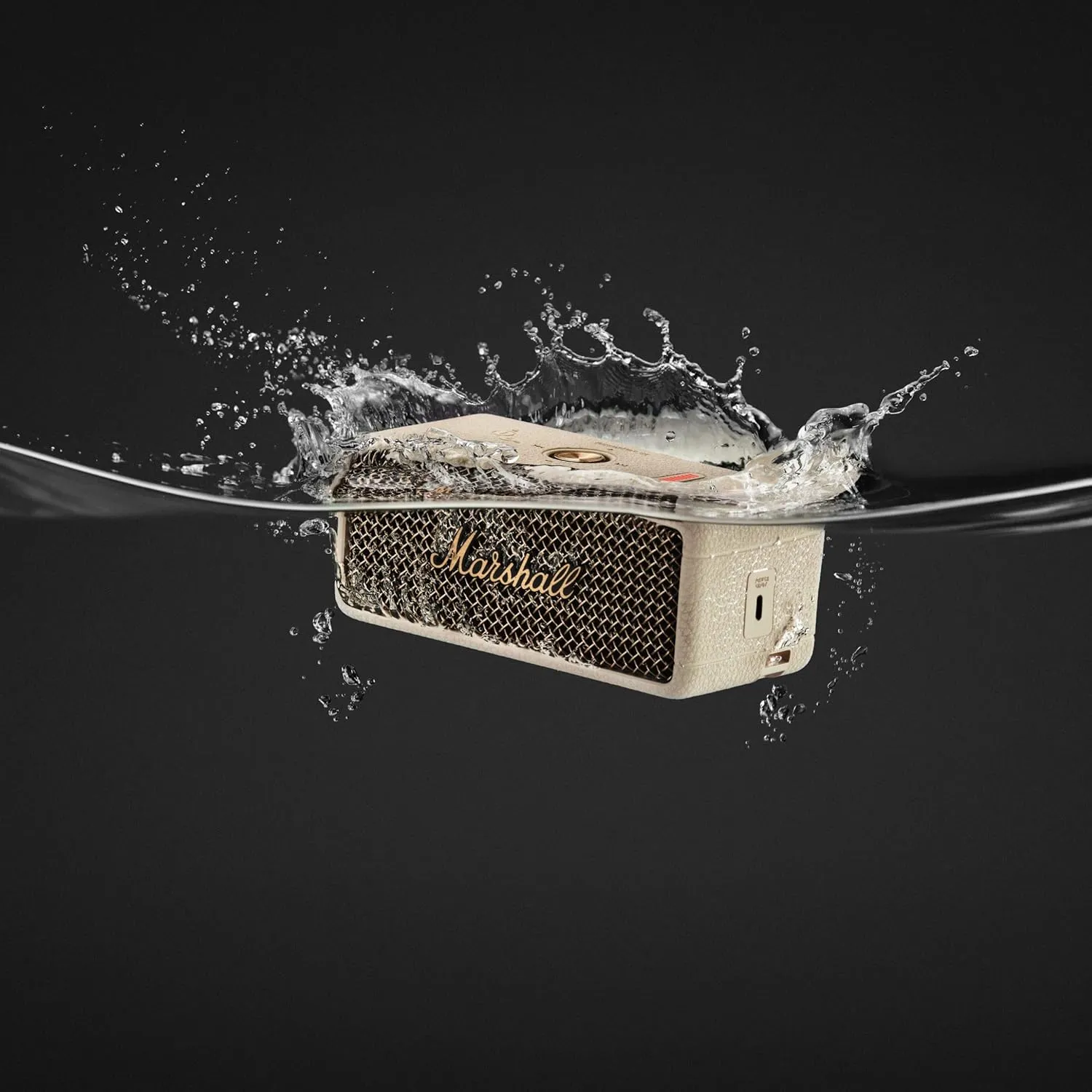 Marshall Emberton III Compact Portable Bluetooth Speaker with 32  Hours of Playtime, Dust & Waterproof (IP67) Cream