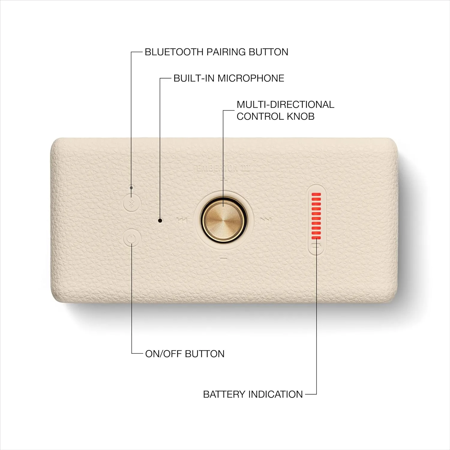 Marshall Emberton III Compact Portable Bluetooth Speaker with 32  Hours of Playtime, Dust & Waterproof (IP67) Cream