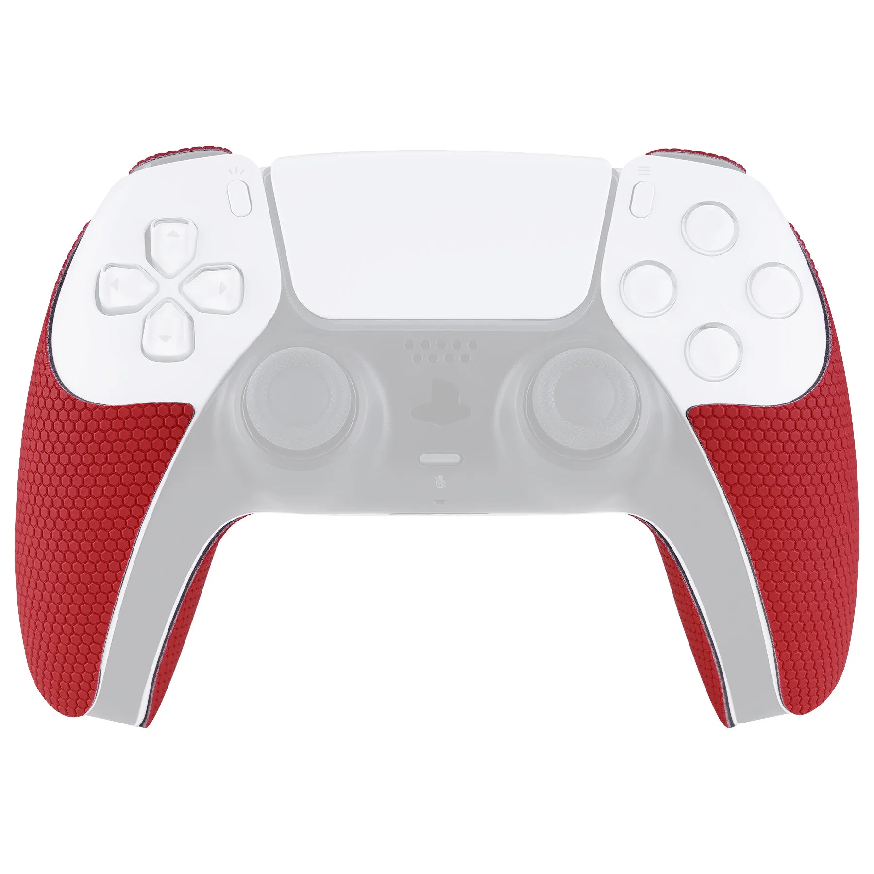 PlayVital Armored Edition Anti-Skid Sweat-Absorbent Controller Grip for PS5, Professional Textured Soft Rubber Pads Handle Grips for PS5 Controller with Shoulder Button Trigger Stickers - red -  PFPJ061