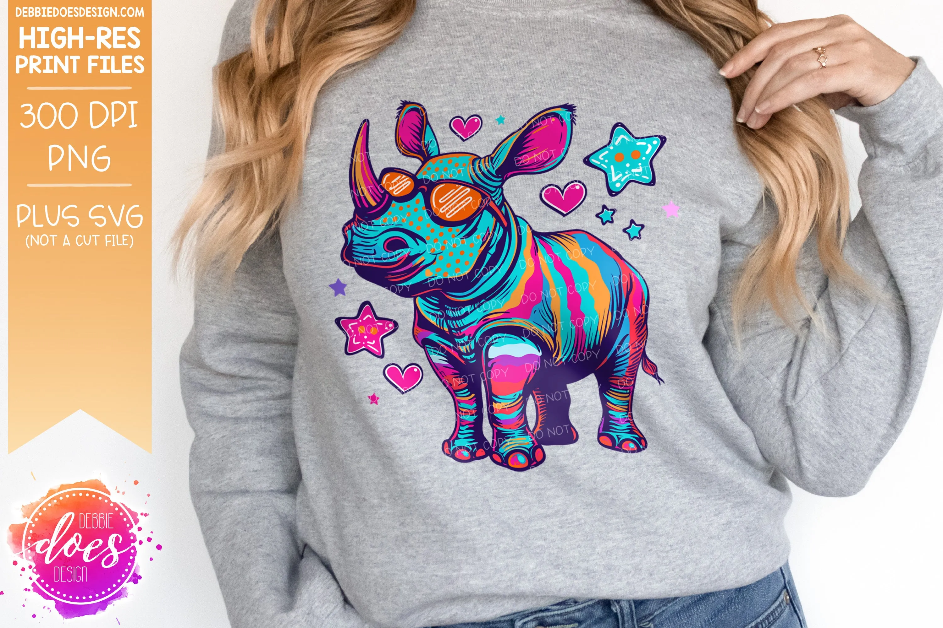 Valentine Doodle Animals - Rhino 3 - Design Element